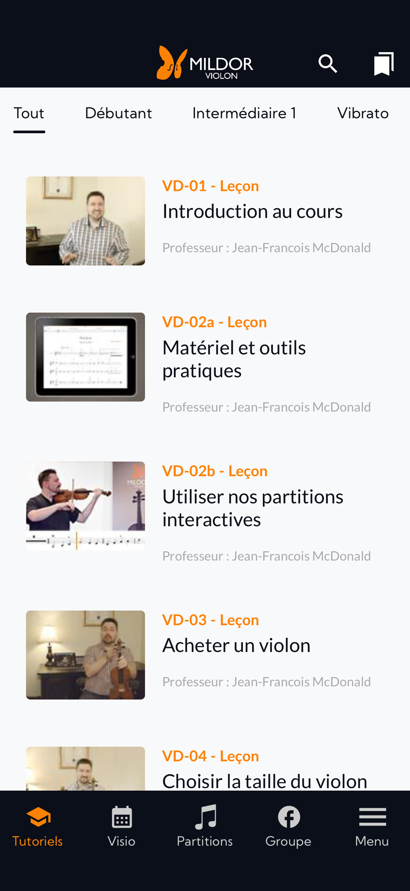 Mildor Violon application mobile capture 1