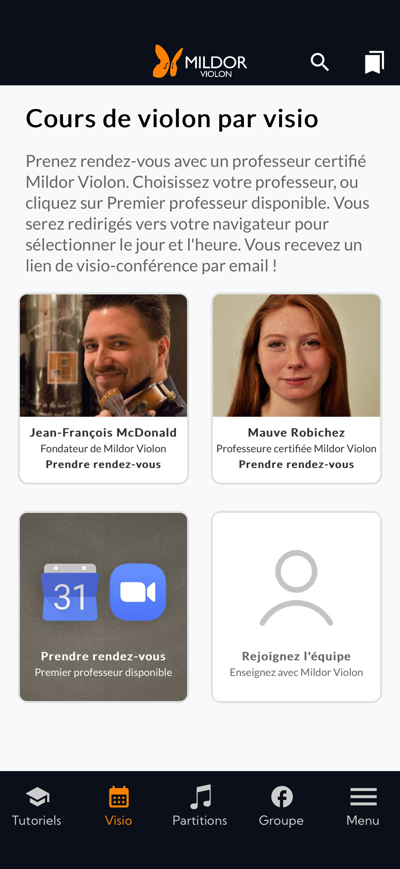 Mildor Violon application mobile capture 2