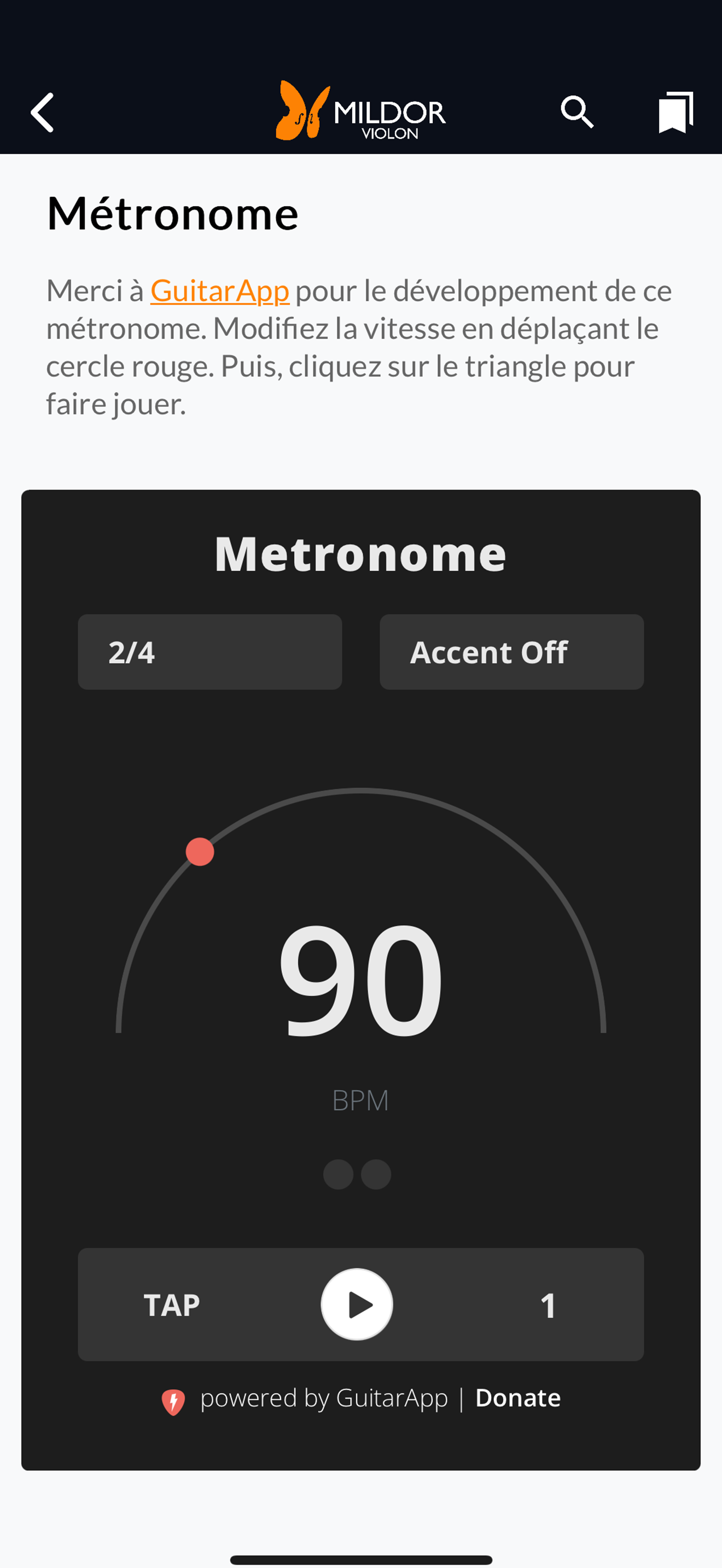 Mildor Violon application mobile capture 6