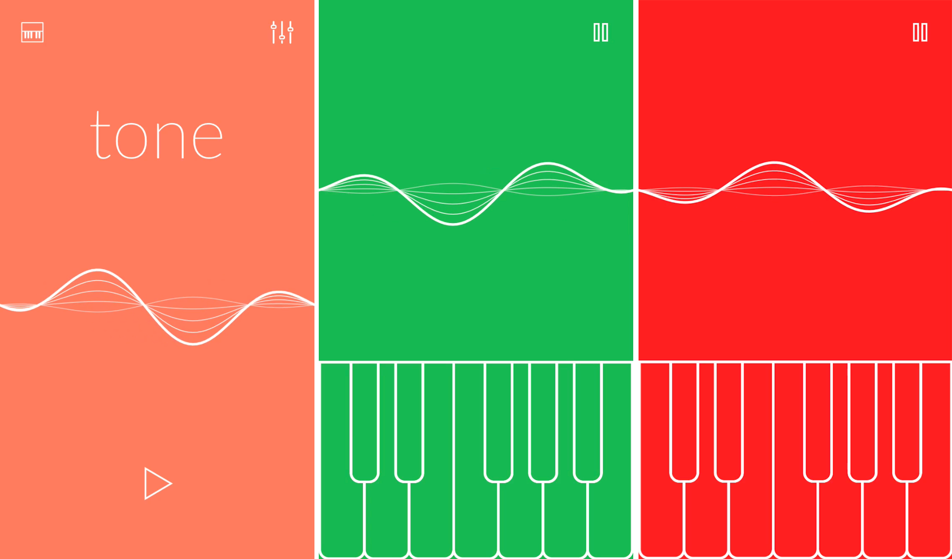 Interface de l'application Tone