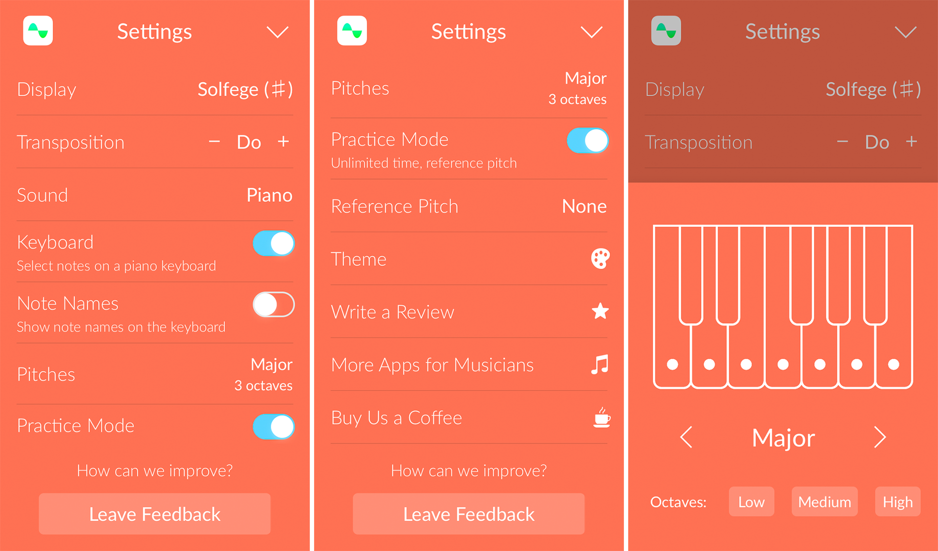 Paramètres de l'application Tone