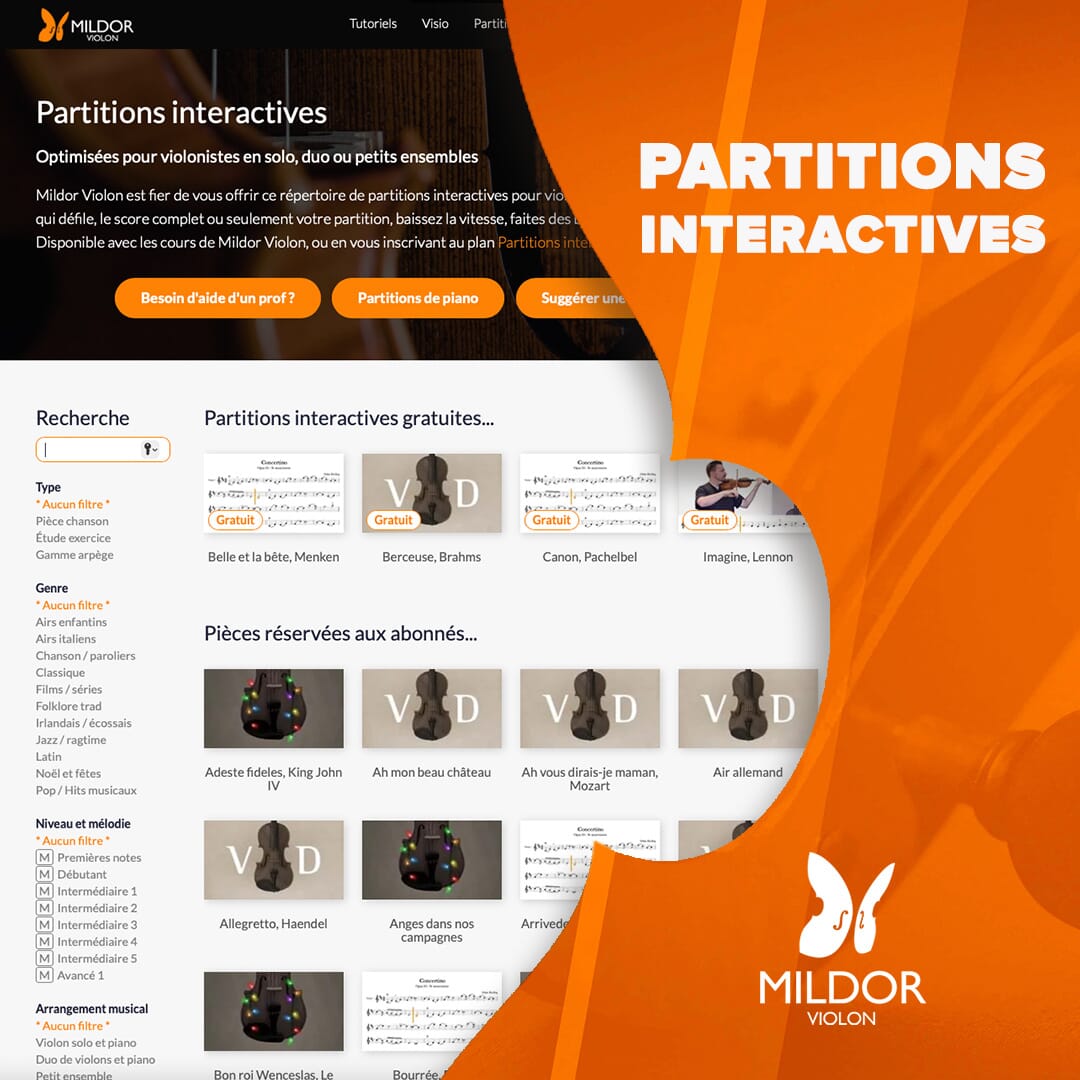 Catalogue de partitions interactives Mildor Violon